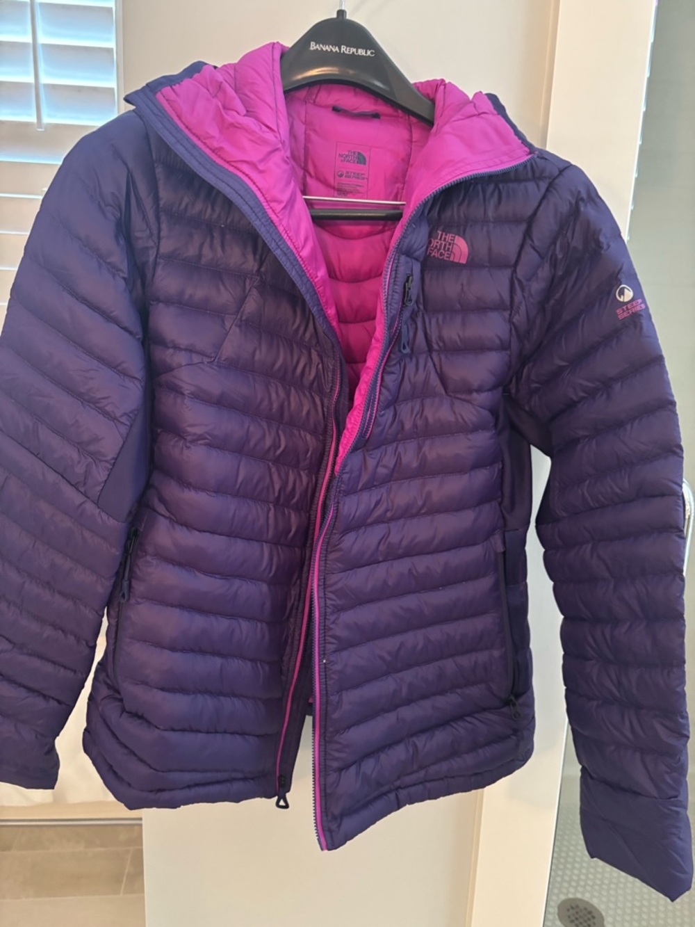 The North Face Purple Puffer Jacket with Pink Lining